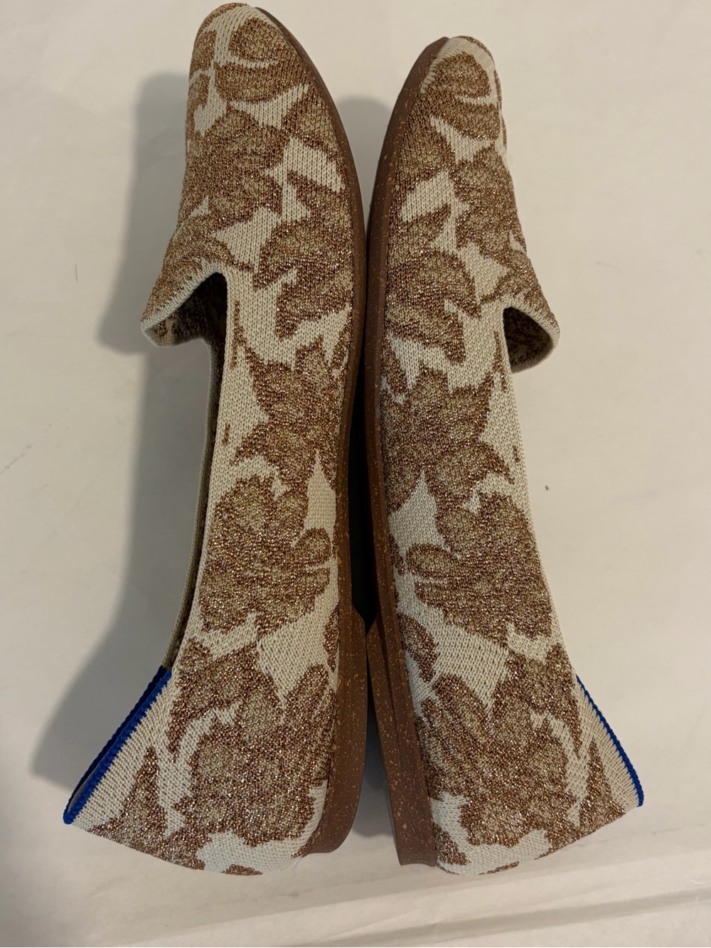 Rothys The Lounge Loafer Gold Chantilly Metallic Jacquard Flat Shoes Womens sz 9 - Picture 10 of 16